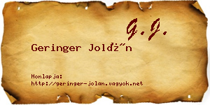 Geringer Jolán névjegykártya